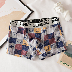 <b>Custom</b> Men's 100% Cotton Printed Beaded <b>Boxer</b> Briefs Mid-Rise Quick Dry Breathable Soft Underwear OEM ODM Private Label - Product Image 1
