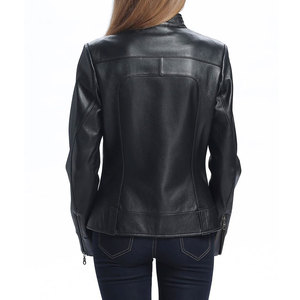 New Arrival Women's Solid Color Leather Jacket OEM Custom high Quality Wholesale Design Leather Jackets For Women's - Product Image 2