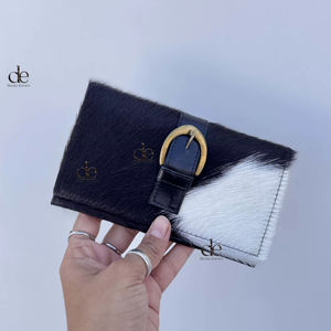 กระเป๋าคลัทช์หนังวัวขนสัตว์ดีไซน์เนอร์กระเป๋าสตางค์สีดำขายดีกระเป๋าสตางค์หนังขนสัตว์กระเป๋าสตางค์ของขวัญสำหรับผู้หญิง - Product Image 1