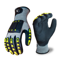 Gants de travail imperméables en nitrile givré TPR de calibre 13, niveau C/D, avec caractéristiques de sécurité anti-collision, anti-choc et anti-coupure
