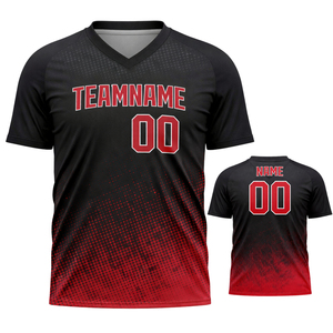 Maillot de softball personnalisé noir et rouge dégradé avec nom d'équipe et numéro 00, design col en V - Product Image 6