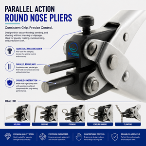 Pince à bec rond professionnel à action parallèle réglable pour la mise en forme de fils et la fabrication de bijoux en acier inoxydable – Fabrication OEM ODM - Product Image 2