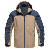 Veste softshell pour homme à col montant et capuche, imperméable, respirante, avec fermeture éclair frontale, logo, pour l'hiver, la randonnée en extérieur, coupe classique