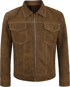 Chaqueta Varsity de Gamuza de Lujo para Hombre – Chaqueta Urbana Moderna con Acabado de Tela Premium Cómodo, Gamuza Marrón Clásica - Product Image 1
