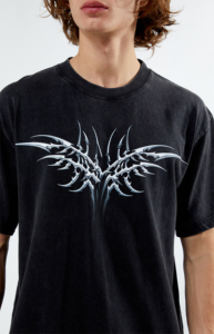 T-shirt à manches courtes noir RALMED SPORTS, col roulé blanc, coupe classique, jersey décontracté 100% coton, motif dessin animé, pour hommes - Product Image 5