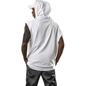 <b>Men</b> Workout Hooded Tank Tops Sports Bodybuilding Stringer Muscle Cut Off T Shirt <b>Men's</b> Sleeveless Gym Hoodies - Product Image 2