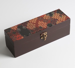 Wooden Rectangular <b>Storage</b> organizer with Patterned Lid Single Tier Decorative Box for Living Room for office Desk Organization - Product Image 4