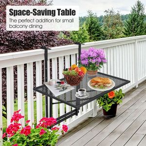 Table pliante d'extérieur avec 5 niveaux de hauteur réglables pour utilisation sur balustrade - Product Image 3