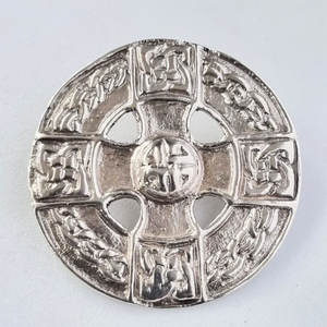 Broche écossaise traditionnelle vintage à motif croix celtique, en tissu écossais de haute qualité, pour kilt, mode unisexe - Product Image 1