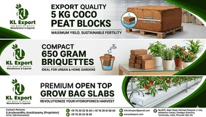 บล็อกใยมะพร้าว KL Export 5 กก. วัสดุปลูกพืชแบบไฮโดรโปนิกส์ ออร์แกนิค ดูดซับน้ำได้ดี เป็นมิตรต่อสิ่งแวดล้อม ย่อยสลายได้ทางชีวภาพ สำหรับการปลูกพืชในสวนและฟาร์ม - Product Image 4