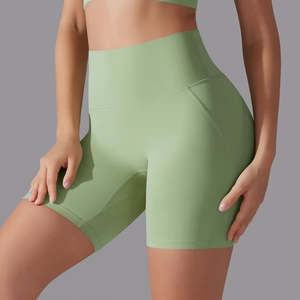 High Waisted Orange Seamless Biker <b>Shorts</b> <b>Women</b> Yoga Fitness Workout Stretch Elastic Waist Solid Color <b>Short</b> Length XS/XL - Product Image 4