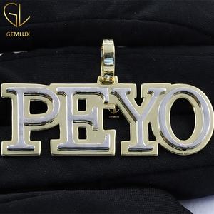 Pendentif Hiphop lettre bicolore en argent 925 personnalisé, pendentif Hip Hop lettre plaqué or personnalisé, pendentif lettre bicolore personnalisé - Product Image 2
