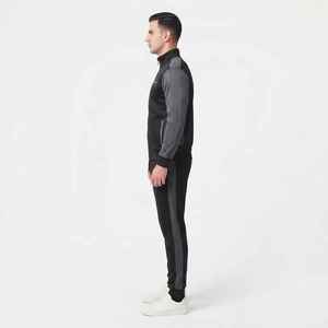 Ensemble de survêtement pour homme à fermeture éclair intégrale, noir et gris, décontracté, pour le jogging, vêtements de sport, deux pièces, polyester et coton, pour l'automne - Product Image 3