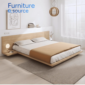 Solid Wood Modern King <b>Beds</b> - Stylish Platform <b>Bed</b> <b>With</b> Veneer Finish Space Saving <b>Bed</b> For Homes Vietnam Direct Manufacturer - Product Image 3