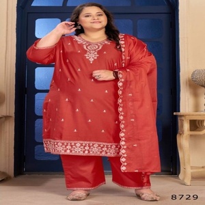 Nouvelle collection de kurta-pantalon et dupatta en pur coton de qualité supérieure, brodés et grandes tailles, fabriqués en Inde. - Product Image 1