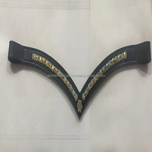 Banda de cuero con forma de V para cejas de caballo, banda de cuero con canal vacío, cristales multicolor incrustados, ostentosos en ambos lados, precio al por mayor - Product Image 4