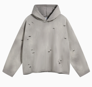 Oversized Streetwear Acid Wash Hoodie Vintage Spray Dyeing Gradient Men Sweatshirt Distressed Ripped Hole Unisex <b>Couple</b> <b>Hoodies</b> - Product Image 1