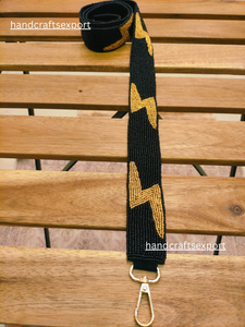 Thunderbolt Luxury Beaded <b>Shoulder</b> <b>Strap</b>-Artisan-Crafted Statement <b>Strap</b> Gold Hardware Safety Premium Handmade Craftsmanship - Product Image 1