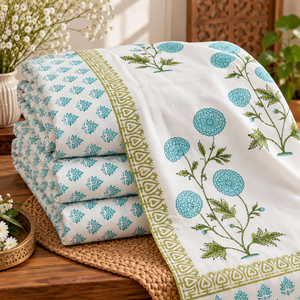 Juego de sábanas de algodón color verde azulado floral con estampado decorativo, colección de ropa de cama de tela suave para dormitorio, hogar, hotel, habitación de huéspedes - Product Image 5