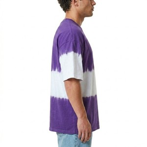 T-shirt décontracté pour homme, coupe oversize, tie-dye violet et blanc, col rond, manches courtes, en coton respirant, style streetwear, pour tous les jours - Product Image 6