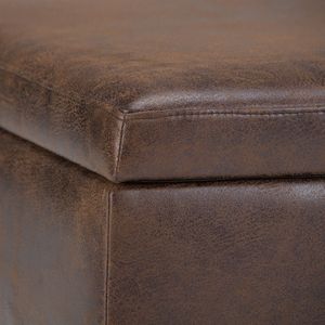 Owen Distressed Chestnut Brown Coffee Table <b>Storage</b> Ottoman <b>Stools</b> & Ottomans - Product Image 5