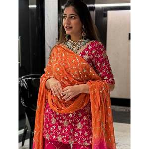 Designer Chiffon <b>Top</b>-Bottom and Dupatta Set with Embroidery Sequence Work - Product Image 6