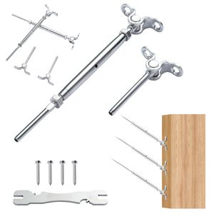 Kit Ringhiera con Cavo Regolabile in Acciaio Inox T316, Grado Marino, per Pali in Legno, Angolo Regolabile 0-180 Gradi, con Accessori per Cavo da 1/8 di Pollice - Product Image 1