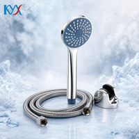 Pommeau de douche rond à fonction unique avec flexible renforcé et support métallique pour kit de remplacement de douche de salle de bain