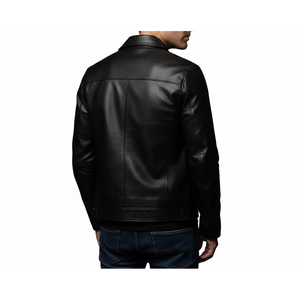 Chaqueta Clásica Minimalista de Piel de Oveja Negra para Hombre, Talla XS, para Otoño - Product Image 2