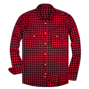 Chemise en flanelle de coton anti-plis pour homme, style tendance, respirante, à manches longues, à carreaux, décontractée, boutonnée, 100 % coton, grandes tailles - Product Image 1
