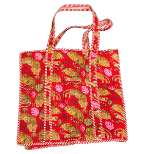 Handmade Cotton Tote <b>Bag</b> Floral Pattern Bohemian Style Open Top Sustainable Machine Quilted Shopping <b>Bag</b> Autumn/Winter <b>Foldable</b> - Product Image 1