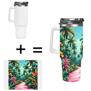 Vaso de Acero Inoxidable de 40 oz de Gran Capacidad con Diseño Tropical, Taza de Viaje - Product Image 1