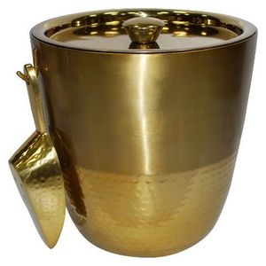 Classic brass ice bucket polished finish elegant <b>bar</b> accessory for serving chilled <b>drinks</b> at parties events gatherings - Product Image 4