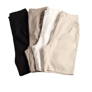 กางเกงขาบานเอวสูงผ้ายืดหยุ่นได้สำหรับผู้หญิงกางเกงผ้าลินินแบบลำลองสีกากีสีพื้นกางเกงทรงหลวมมีกระดุมแฟชั่นสไตล์เกาหลีสำหรับฤดูร้อน2025 - Product Image 6