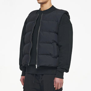 Chaleco acolchado de plumón de pato para hombre con logotipo personalizado, chaqueta de invierno plegable de color sólido para venta al por mayor. - Product Image 3