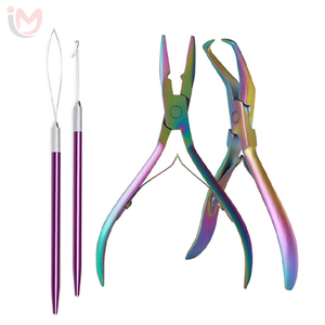 Multicolor Hair Extension Tools Set Plasma Coated Extension Pliers Micro Ring Removal Pliers Loop <b>Threader</b> <b>Needle</b> Kit - Product Image 1