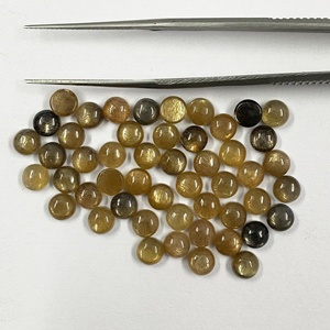 Cabochon plat naturel de haute qualité de 5mm pierres précieuses en vrac éclat doré certifié pour la fabrication de bijoux coût d'usine - Product Image 4