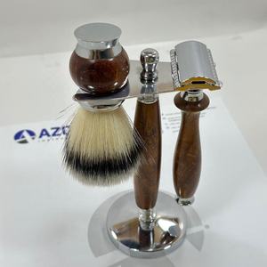 Set de Afeitado en Húmedo de Madera Premium con Maquinilla de Afeitar, Brocha, Tazón y Soporte, Kit Clásico de Cuidado Personal para Hombres - Product Image 1