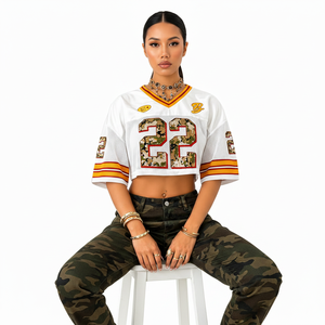 American Football Jersey Shirt Printed Vintage Sport Mesh Retro Number <b>Crop</b> <b>Top</b> <b>Mens</b> Color Block Cropped Oversized Custom Shirts - Product Image 6