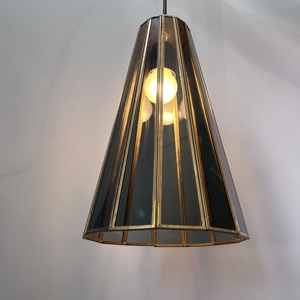 Lámpara Colgante de Techo para Sala de Estar, con Pantalla de Cristal y Campana de Latón Negro, LED, Luz Blanca Cálida Suave - Product Image 1