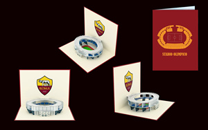 Roma Football Club 3D Pop-Up Stadium Greeting Card Matte Varnish Digital Printing Rectangle Shape - Product Image 4