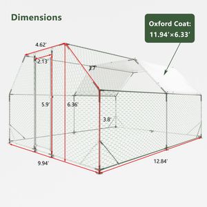 Gallinero Grande de Metal Galvanizado de 10 pies x 13 pies, Corral para Aves de Corral, Jaula para Gallinas, Jaula para Animales - Product Image 2