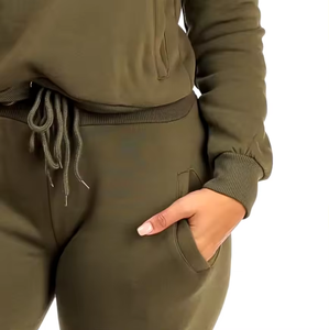 Ensemble de survêtement 2 pièces pour femme, coupe ample, sweat à capuche et pantalon de jogging, tenue décontractée sportive d'automne, grandes tailles, vêtements de sport OEM ODM - Product Image 4