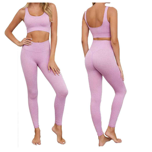 Conjunto de Yoga para Mujer al Por Mayor, Más Vendido, Spandex/Nylon, 2 Piezas, Transpirable, Cintura Elástica, Cintura Alta, Diseño Sostenible de Última Moda - Product Image 4