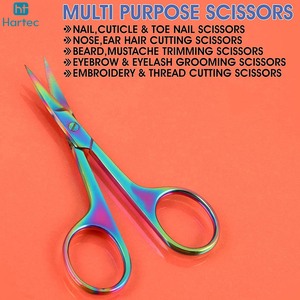 Ciseaux de manucure en acier inoxydable incurvés, légers, durables, de haute qualité, tendance, couleur arc-en-ciel personnalisée, manches en acier - Product Image 4