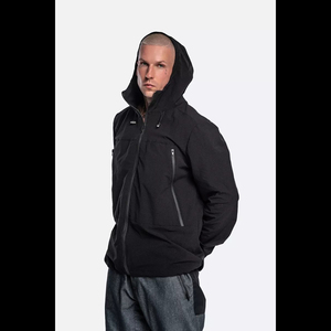 Men <b>Black</b> Hooded Soft Shell <b>Jacket</b> Zip Fly Water Resistant With Pockets Regular Fit Autumn Outdoor Wear - Product Image 3