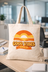 Bolsa de Mano Ecológica de Lona de Algodón con Frase Motivacional y Estampado de Atardecer, Bolsa Reutilizable para Compras y Supermercado - Product Image 4