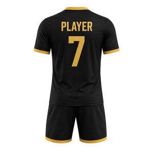 Custom Black Gold Soccer Jersey Set Men Sublimation Football Uniform Training Kit Breathable Quick Dry Team Wear With <b>Shorts</b> - Product Image 2