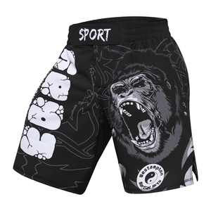 Shorts de boxe MMA noirs pour hommes, shorts de sport pour la salle de sport, séchage rapide, coupe régulière, vêtements d'arts martiaux pour adultes - Product Image 3