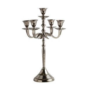 Candelabro de Aluminio Plateado de Lujo con 5 Brazos, Portavelas de Metal Niquelado, Centro de Mesa Elegante de Cinco Ramas - Product Image 3